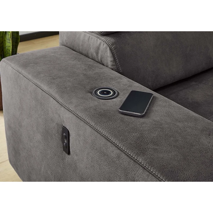 Jockenhöfer Gruppe Ecksofa Le Mans L-Form mit elektromotorischer Sitztiefenverstellung (30 cm), und induktiver Lademöglichkeit + USB A und C, verstellbare Kopfstützen – Bild 2