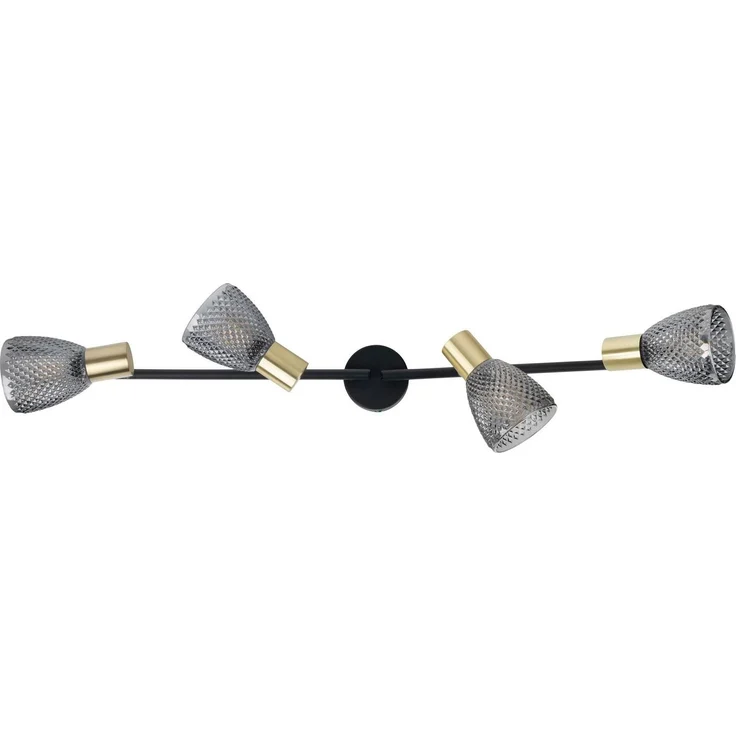 näve Deckenleuchte Lindita, ohne Leuchtmittel, Spot, Relief-Glasschirm smokey, Gestell messing matt, E14 exkl. – Bild 3