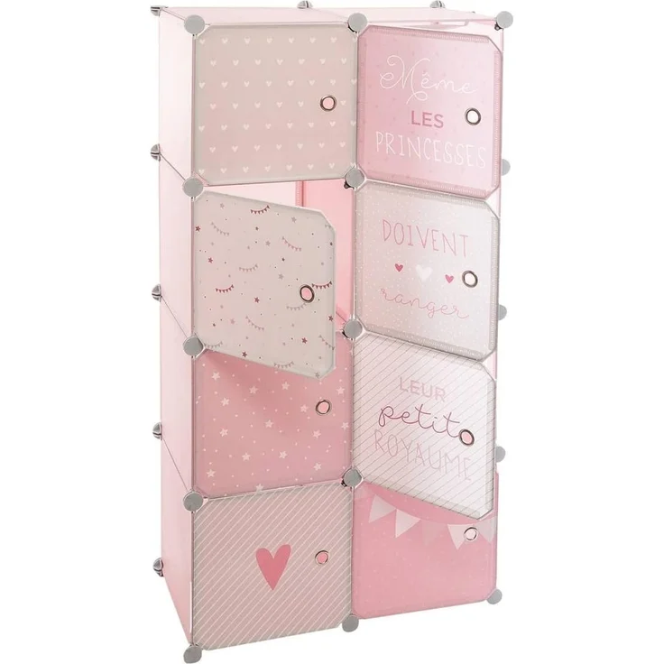 Atmosphera Kinderkleiderschrank, 64 x 31 x 124 cm, Rosa, 5 Fächer und 1 Kleiderstange – Bild 4