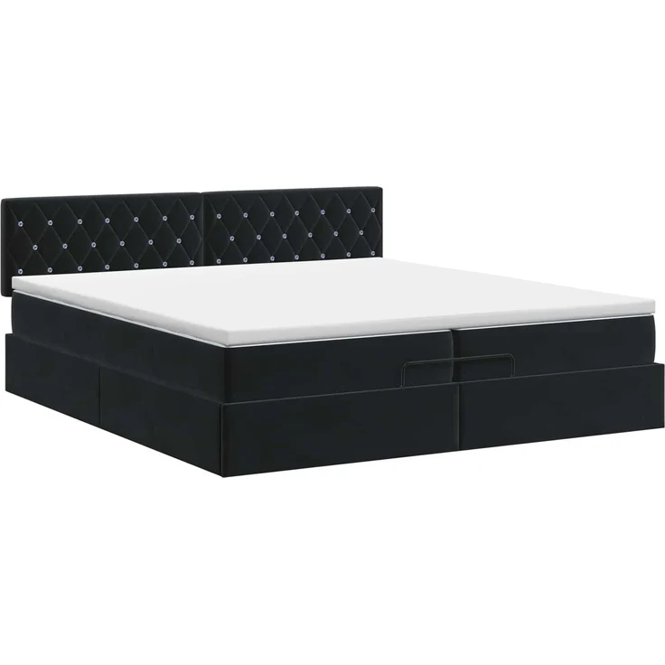 vidaXL Ottoman Bett mit Matratze Schwarz 200 x 200 cm Samt 3456509 – Bild 8