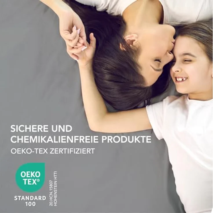 Dreamzie Spannbettlaken 160x200 cm - 35 cm Tiefe Tasche - 100% Mikrofaser Bettlaken - Anthrazit, Schadstoffgeprüft(Oeko TEX), Bettlaken mit Gummizug – Bild 7