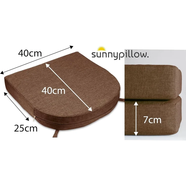 sunnypillow Stuhlkissen 2er Set Stuhlkissen 40x40 cm, zylindrische Form, "HAVANA", Braun – Bild 1