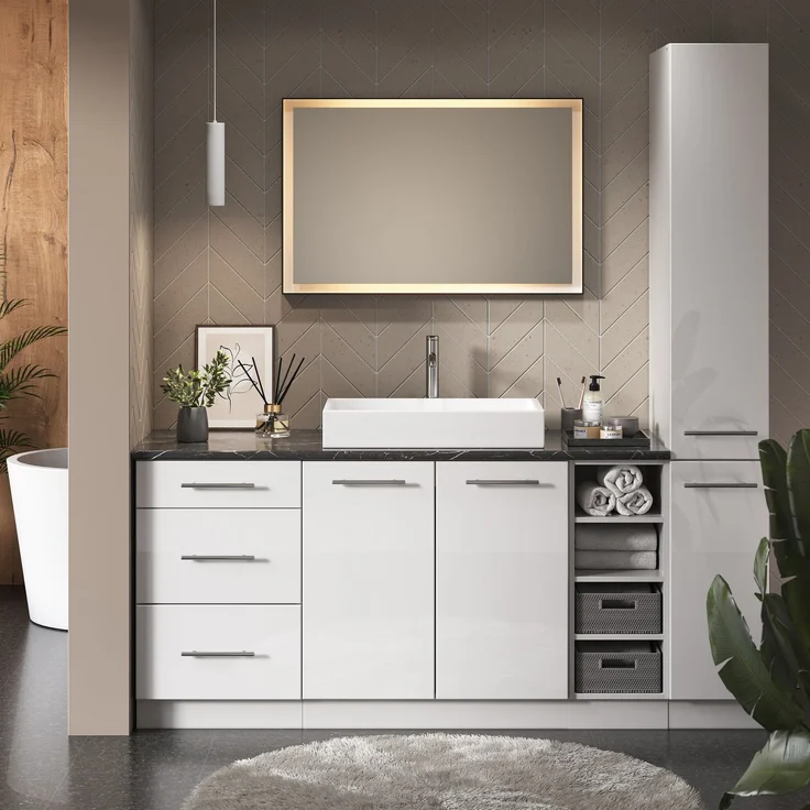 Badschrank Fame-Line Weiß Hochglanz 30 x 206.8 cm Vicco – Bild 5