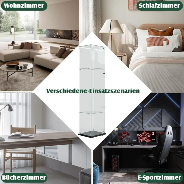 Glasvitrine Standvitrine mit LED 4 Etagen – Bild 7