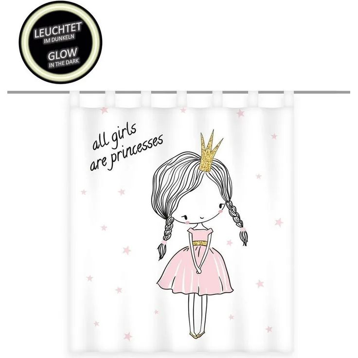 Gardine Vorhang Fertiggardine Prinzessin Glow in the dark 140 x 160 cm