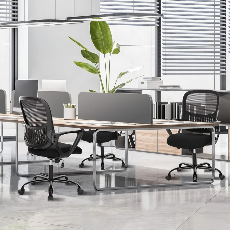 Sweetcrispy Bürostuhl, Computertisch, Managerial Chefsessel, ergonomischer Mid-Back Mesh Rollstuhl mit Rollen, Bequeme Lendenwirbelstütze, Bequeme Armlehnen für Zuhause, Schlafzimmer, Arbeitszimmer – Bild 6