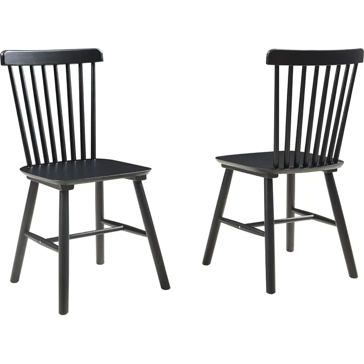 Esszimmerstuhl Karmoy 2er Set Holz Schwarz [en. casa]