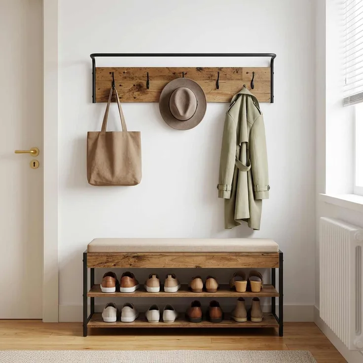 vidaXL Garderobenständer 100 x 30 x 25 cm Altholz Holzwerkstoff 8014092