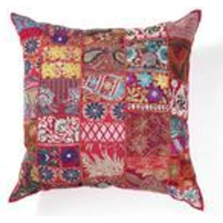 Indisches Patchwork Kissen Mar Rot – Bild 2