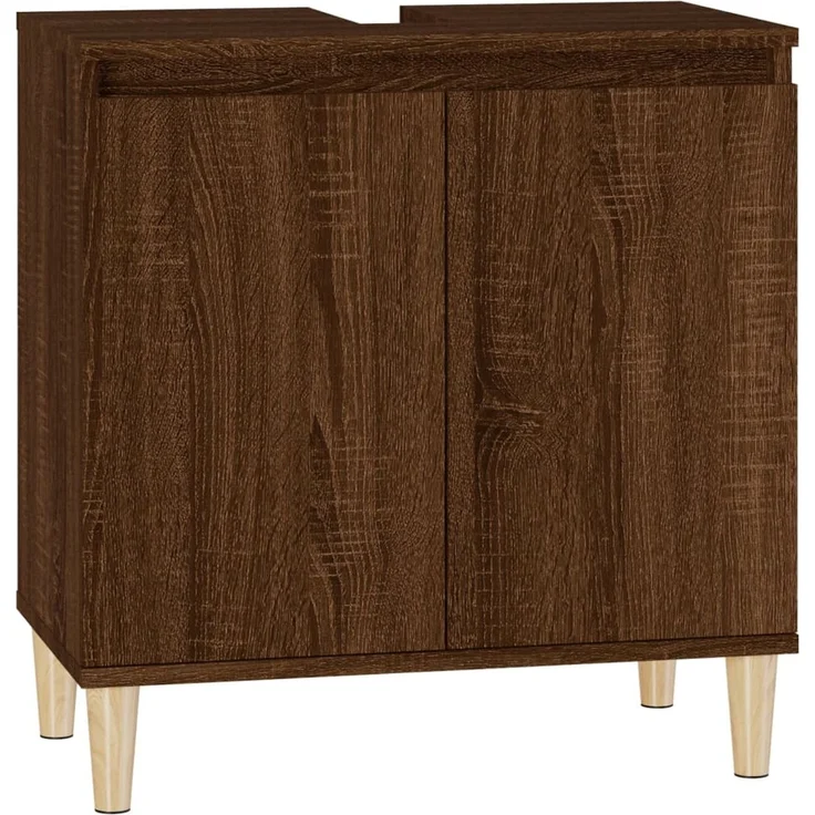 Waschbeckenunterschrank, Badschrank, Unterschrank Braun Eichen-Optik 58 x 33 x 60 cm j104p – Bild 1