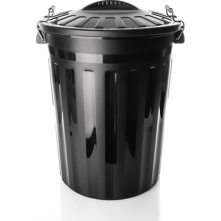 BigDean wetterfeste Universaltonne mit Deckel Schwarz und 2 Tragegriffen + Clip Verschluss auch als Mülltonne – Regentonne und Futtertonne geeignet für Indoor + Outdoor geeignet - Made in Europe – Bild 1