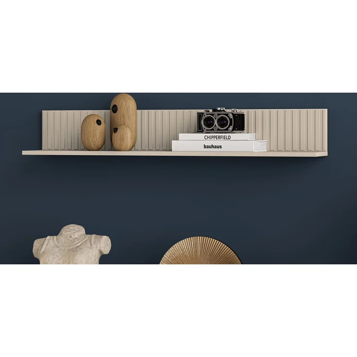 Selsey 'Caletto' Wandregal mit dekorativen Lamellen, beige, ca. 18 x 120 x 20 cm – Bild 2