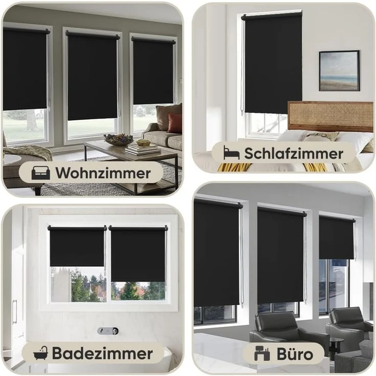 Sekey Seitenzugrollo Verdunkelung ohne Bohren Blickdicht Schwarz 60x130cm – Bild 7