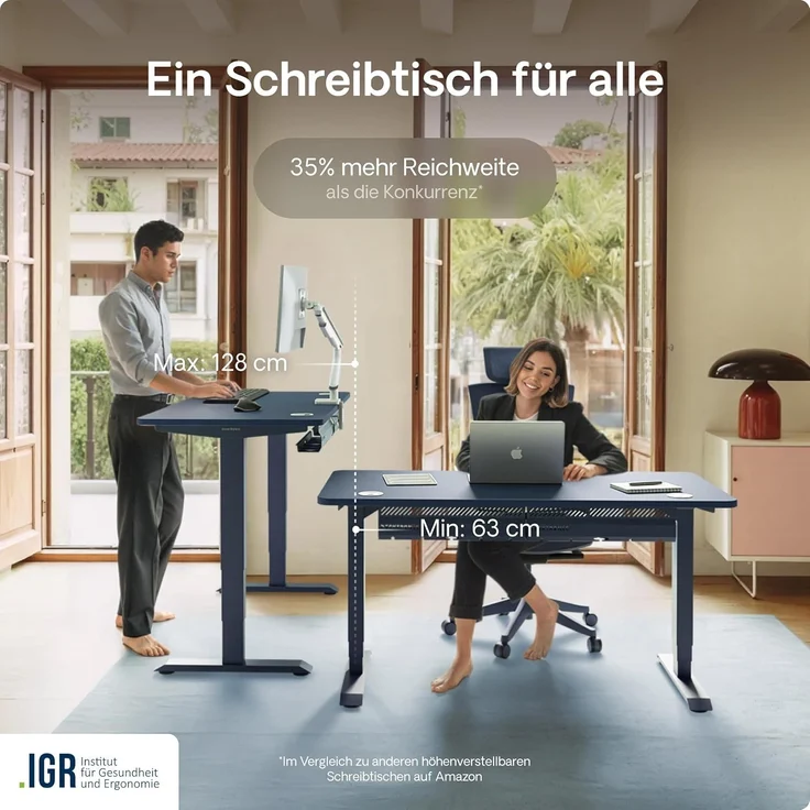 Desktronic Höhenverstellbarer Schreibtisch (200x80 cm) – Elektrisch höhenverstellbar mit flüsterleisem Dual-Motor & Touchscreen – Hohe Tragfähigkeit – Stehtisch HomePro – Bild 7