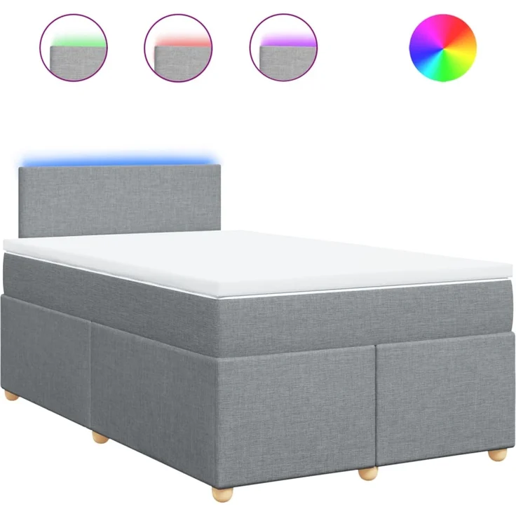 vidaXL Boxspringbett mit Matratze Hellgrau 120x200 cm Stoff 3288940 – Bild 2