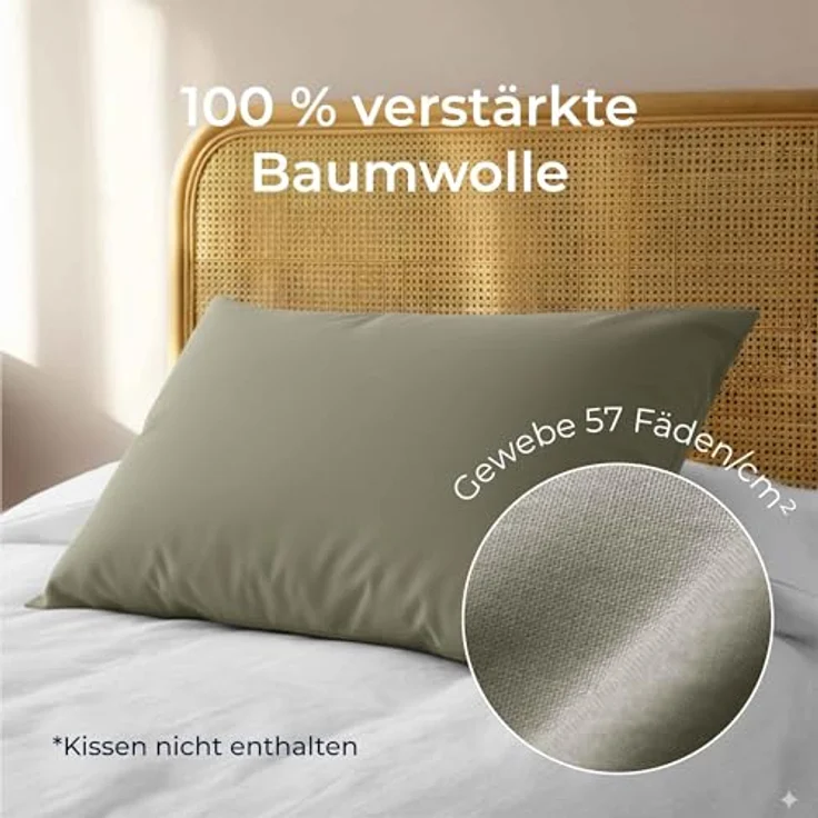 Kissenbezug 30x50 Renforcé Baumwolle (2er-Set) - Hellgrau - Dicht gewebt mit 57 Fäden/cm² - Kissenbezug 50x30 - Oeko Tex Zertifiziert - Dreamzie – Bild 4