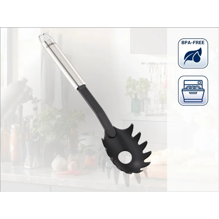 LEIFHEIT Spaghettilöffel schwarz, silber Edelstahl, Kunststoff
