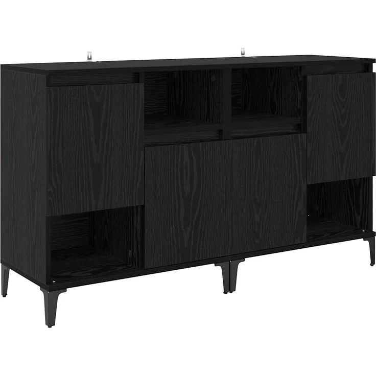 vidaXL Sideboards 2 pcs Schwarz Eichen-Optik 60 x 35 x 70 cm 3415601 – Bild 4