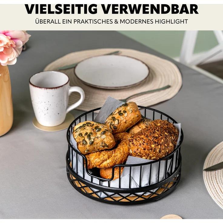 bremermann Obstkorb 2er Set mit Serviettenhalter, Metall, schwarz – Bild 5