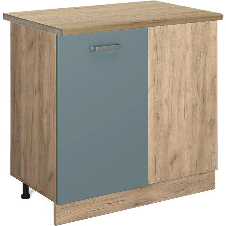 Eckunterschrank R-Line Blau-Grau 86 cm , AP Eiche Vicco – Bild 1