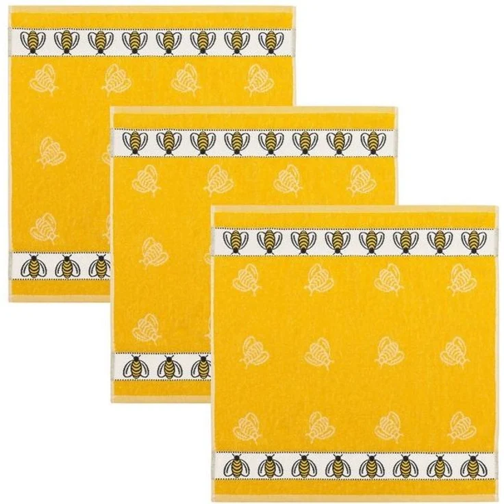 Kracht Geschirrtuch Bienen, (3-tlg, 3-teilig), 3er Pack Frottee Küchenhandtücher (3 Stück), ca. 50x50cm Baumwolle – Bild 3