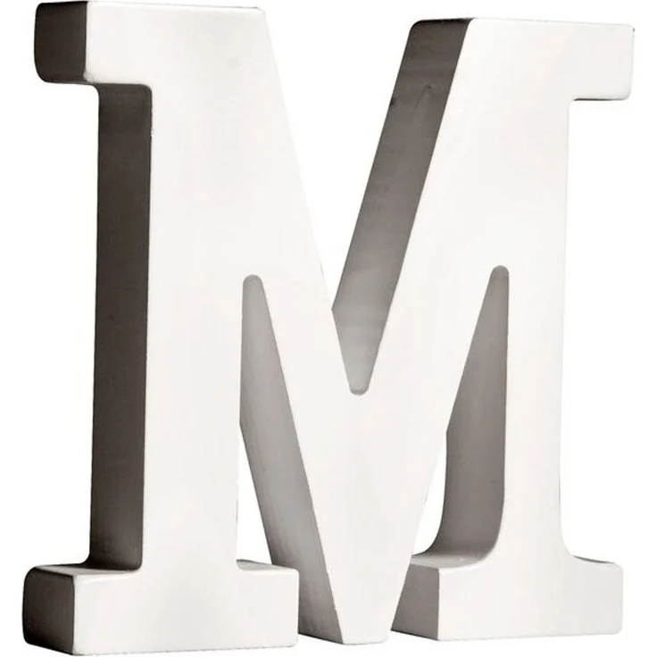 MDF Buchstabe M, FSC 100%, 11x2x11cm, weiß
