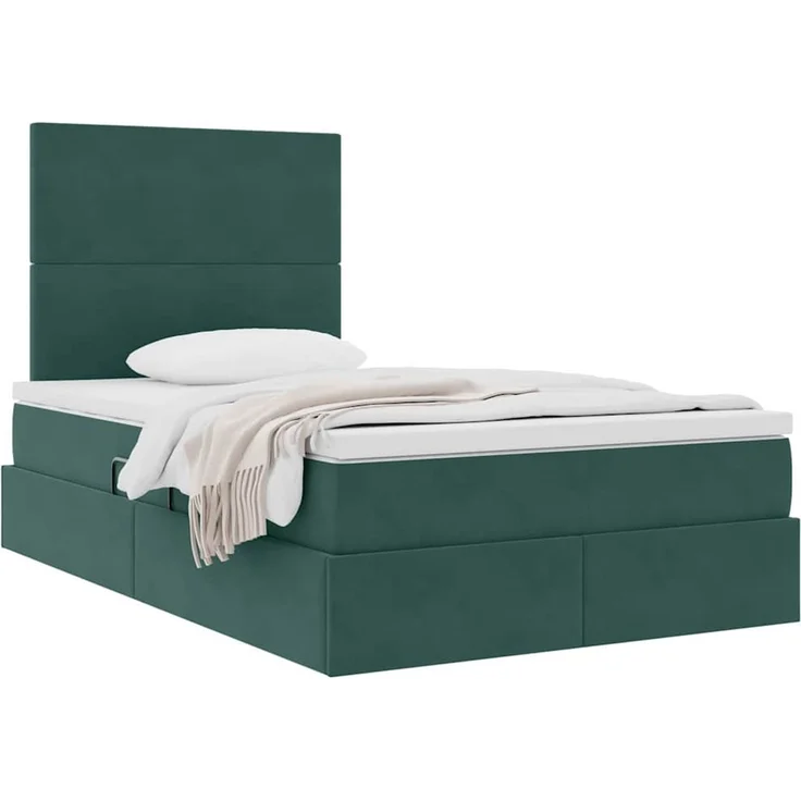 vidaXL Aufbewahrungsbett mit Matratze Dunkelgrün 120 x 190 cm Samt 3371958 – Bild 3