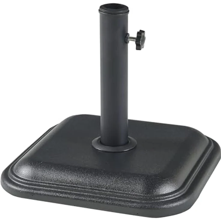 casa.pro Sonnenschirmständer, Schwarz, Quadratischer Betonsockel 35x35 cm, Wetterfest, Mit Adapter für 30-45 mm Schirmstämme – Bild 4