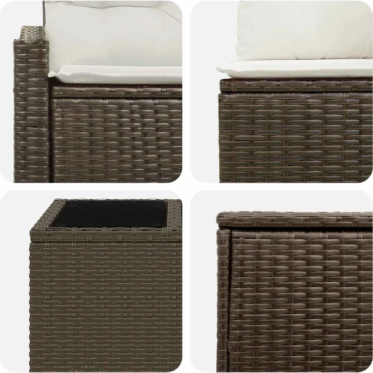 vidaXL Sofa Set 8 stk. Braun und Creme Weiß Polyrattan und Stahl 3448218 – Bild 8