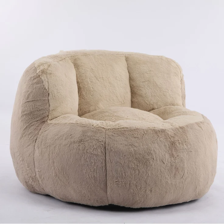 DESVIAE Sitzsack 106 x 110 x 77 cm Mehrfarbig aus Kunstfell – Schaumstoffflocken, Tragegriff – Bild 8