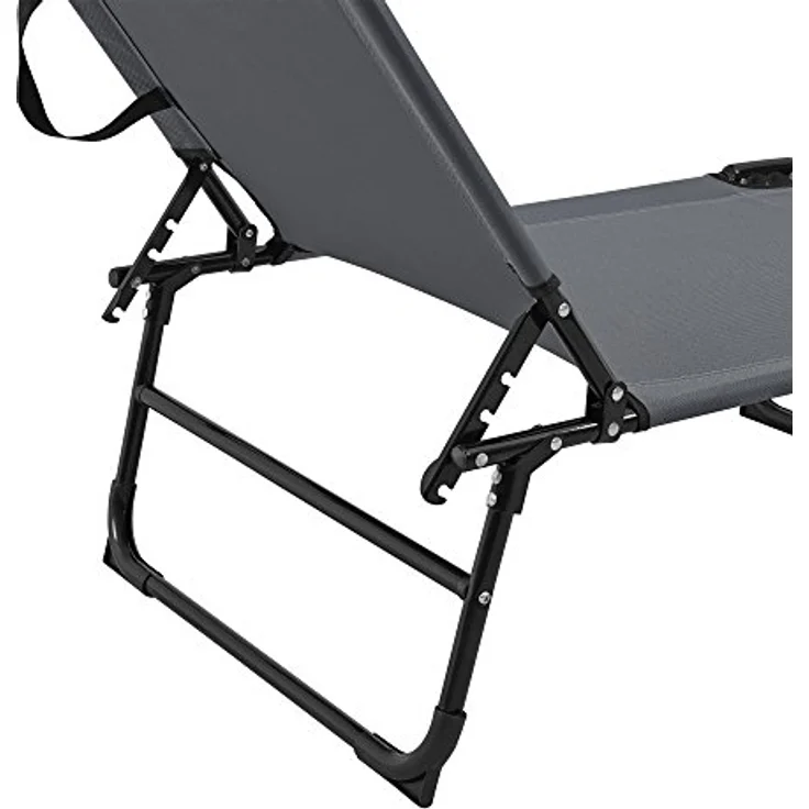 casa.pro Sonnenliege [2er Set] klappbar 190cm dunkelgrau mit verstellbarem Sonnendach, Stahlrahmen, platzsparend und transportabel – Bild 6