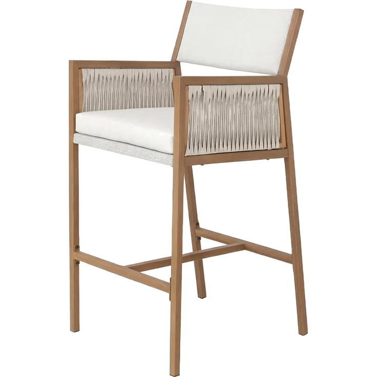 Set Bartisch + 2x Barhocker HWC-Q12, Barstuhl Stehtisch, Polyrattan Olefin (210 g/m²) ~ weiß – Bild 8