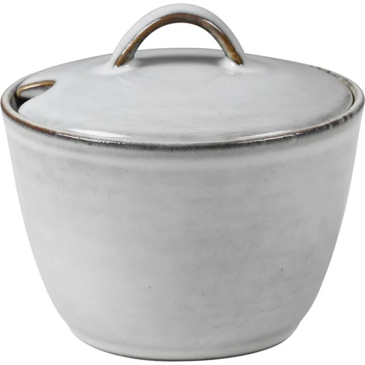 Broste Copenhagen Zuckerdose NORDIC SAND Zuckerdose 10,5 cm, Steingut mit reaktiver Glasur