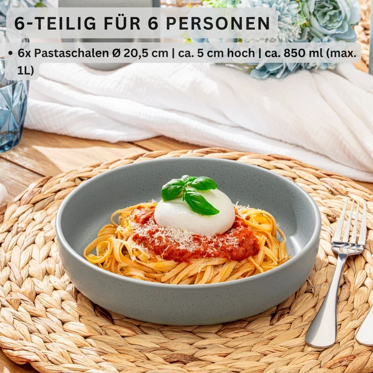 SÄNGER Steingut Pastaschalen Leeds Shadow 6 teilig – Bild 2