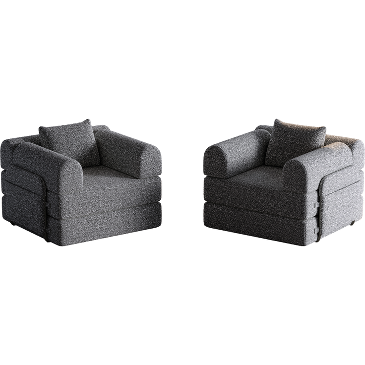 Schlafsofa mit Ablagefach & Stahlrahmen, wandelbarer Einzelsitz Sofa Bett mit rutschfester Unterlage,2-Sitzer,Grau – Bild 7