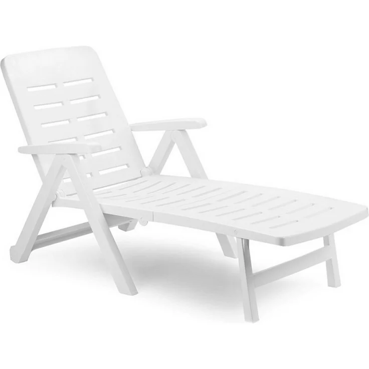 Rollbare Liege Klappliege Sonnenliege Gartenliege Kunststoff Weiß – Bild 4