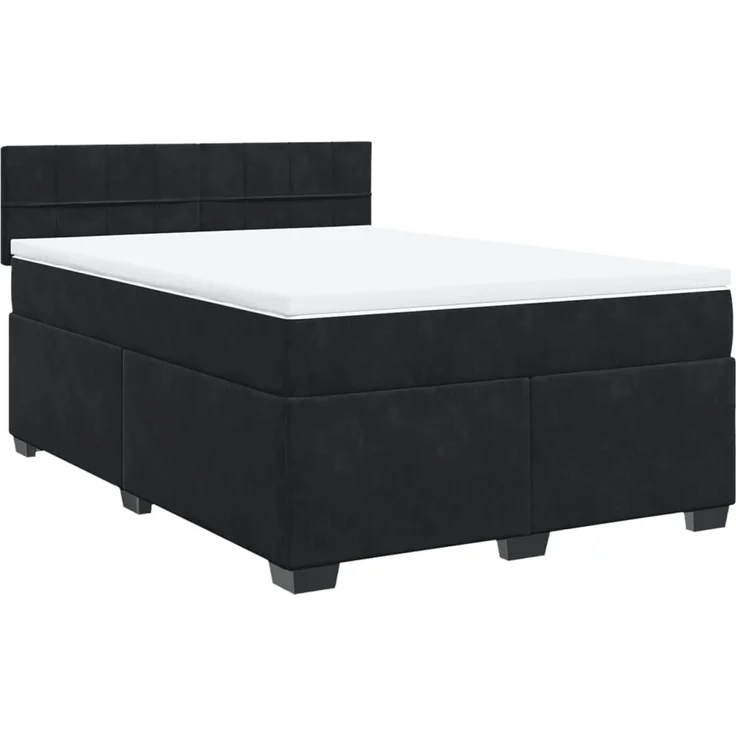 vidaXL Boxspringbett mit Matratze Schwarz 140x190 cm Samt 3286308 – Bild 2
