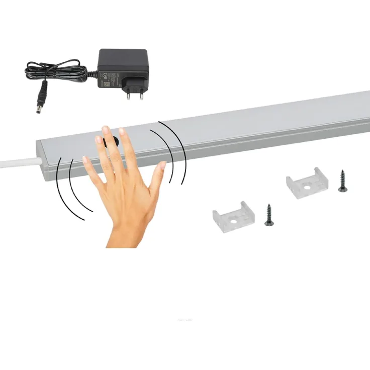 QLS LED Unterbauleuchte Neutralweiß 4000K 30 - 120 cm, LED fest integriert, mit Hand-Sweep-Sensor Schrankbeleuchtung Bewegungsmelder