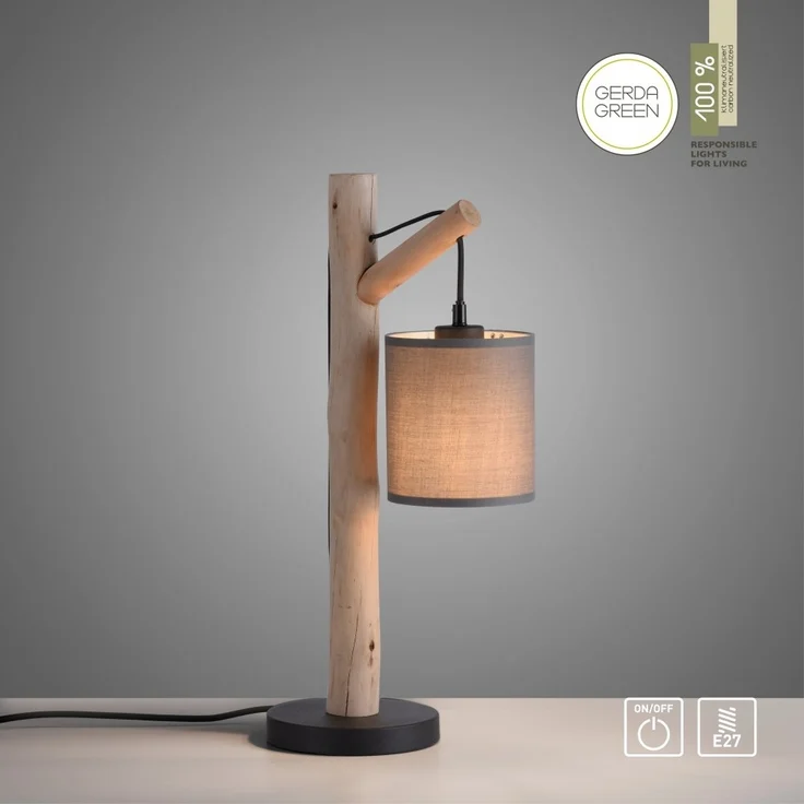 JUST LIGHT 15784-29 GREEN TRIBU Tischleuchte taupe Stoffschirm 1-flammig – Bild 2