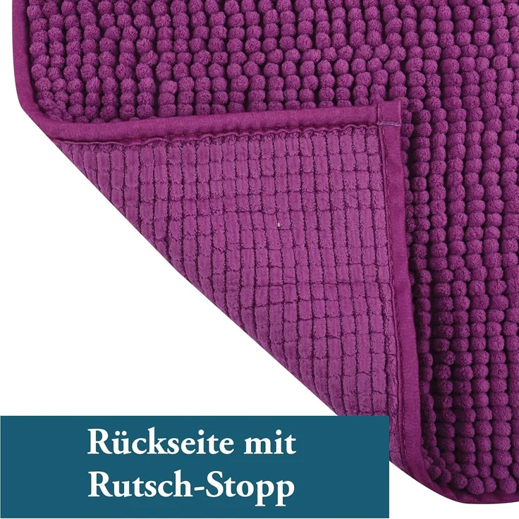 MSV Badematte CHENILLE, rutschsicher, schnelltrocknend, 100% Polyester Microfaser, 2er Kombi-Set, bestehend aus 2 Größen 40x60 und 60x90 cm, 100% Polyester Microfaser, rutschhemmende Beschichtung, waschbar 30°, schnelltrocknend, viele angesagte Trendfa... – Bild 2