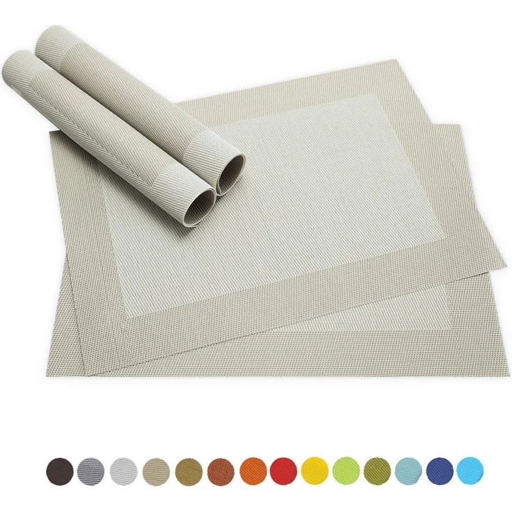 matches21 HOME & HOBBY Platzset Tischsets BORDA 4er Set Creme-weiß als Tischuntersetzer, (4-St), Abwaschbare Platzsets als Tischunterlagen für Ess-Tisch Tisch-Deko – Bild 1