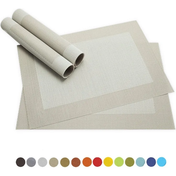 matches21 HOME & HOBBY Platzset Tischsets BORDA 4er Set Creme-weiß als Tischuntersetzer, (4-St), Abwaschbare Platzsets als Tischunterlagen für Ess-Tisch Tisch-Deko