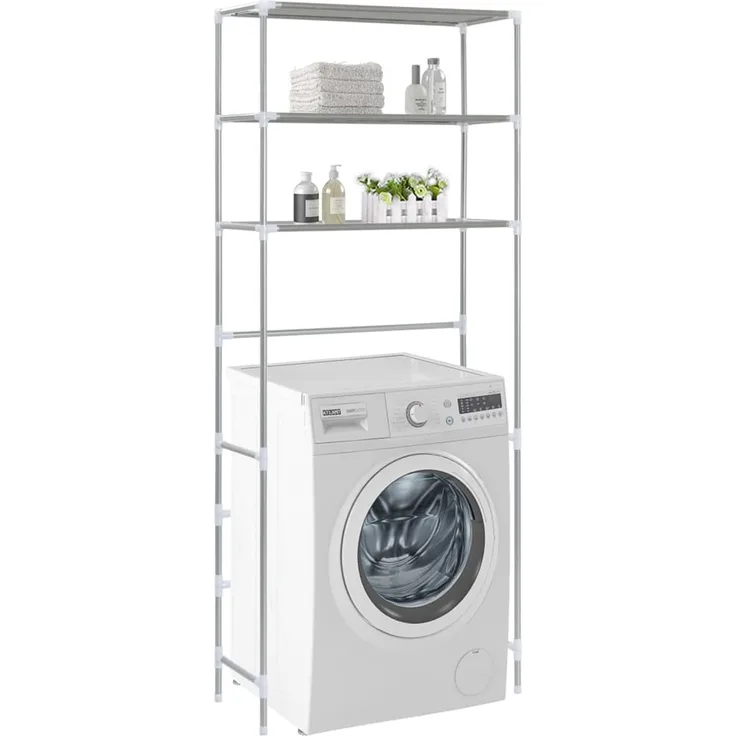 vidaXL Waschmaschinenregal 3 Ablagen Silbern 69x28x169 cm 282465