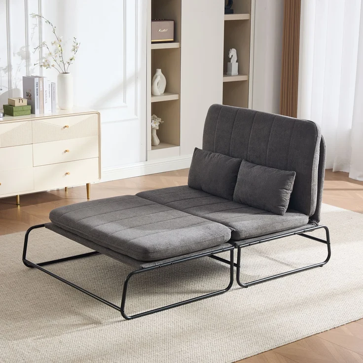 ZUBALIYA Schlafsofa 85x92 cm, mit Stauraum, mit Chenille - Bezug, mit breiten Armlehnen, mit Schaumstoffpolsterung, Schwarz – Bild 11