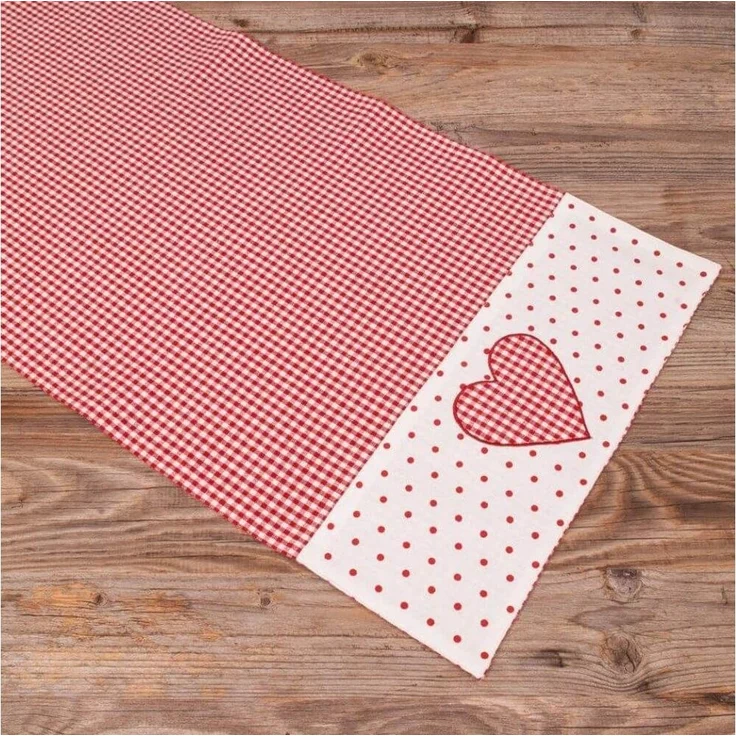 matches21 HOME & HOBBY Tischdecke Tischläufer LISE Herz Landhausstil rot, 100 % Baumwolle, in 40x100 cm (1-tlg), Pflegeleicht waschbar bis 30° Grad – Bild 5