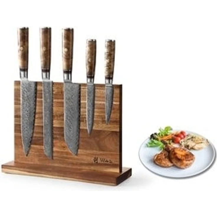 Wakoli Magnet-Messerblock Culinary Sycamore I 5 Küchenmesser & magnetischer Messerblock – Bild 6