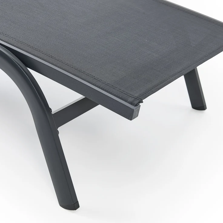 LECO Sonnenliege NELE mit Rollen und 5-fach verstellbarer Rückenlehne, Aluminiumgestell und Kunststoffgewebe anthrazit, 192x71x93 cm – Bild 10