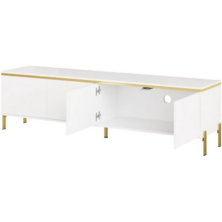 BlingBin TV-Schrank TV-Ständer Hochglanz-Lowboard 170CM (1-St, mit 4 Türen, Metallfüße mit goldfarbenen Akzenten) Kabeldurchführung, modernes TV-Lowboard für Wohnzimmer – Bild 4