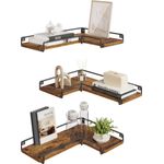 VASAGLE L-förmiges Eckregal, 3er Set, Wandregal, Industrie-Design, für Wohnzimmer, Schlafzimmer, Küche, vintagebraun LLS833KD01