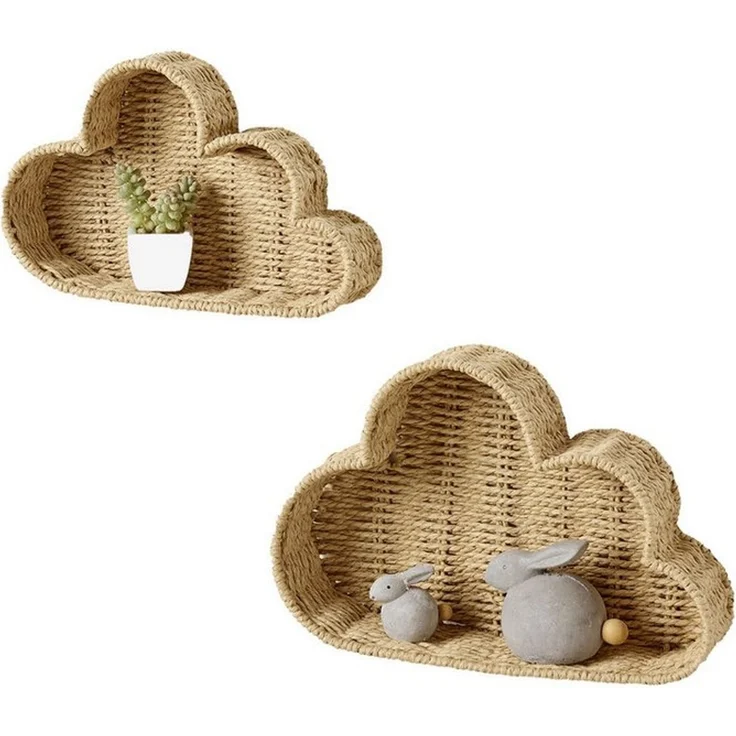 vertbaudet Kinderregal Wandregale in Wolkenform, 2er-Set aus Papierkordel, Kinderzimmer – Bild 2